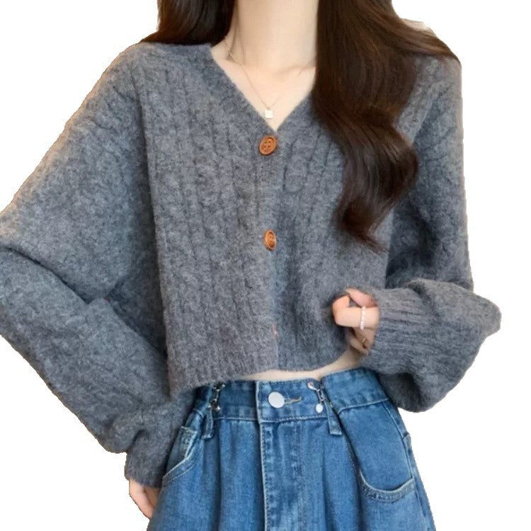Cardigan en tricot ample pour femme avec motif en torsades et fermeture à boutons Chic & Stil