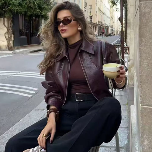 Veste en simili cuir pour femmes avec taille élastique Chic & Stil