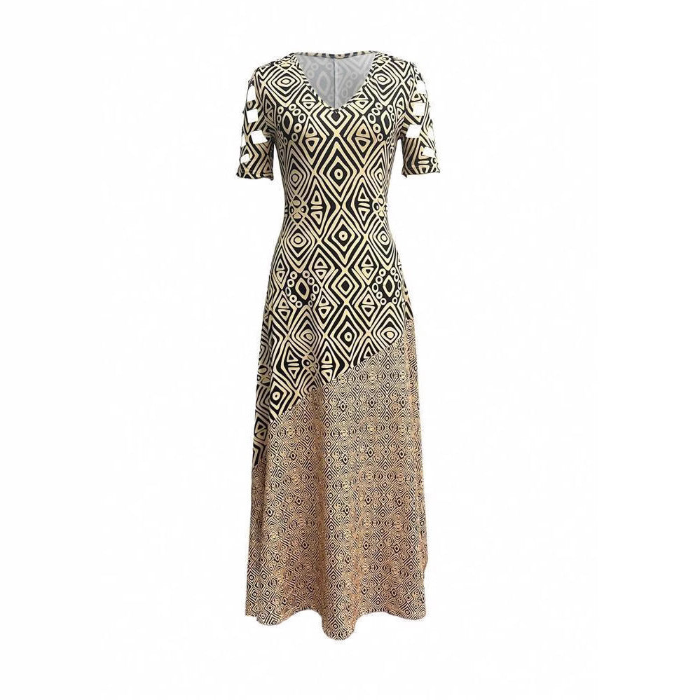 Chic Cut-Out Sleeve Bohemian Maxi Dress for Women