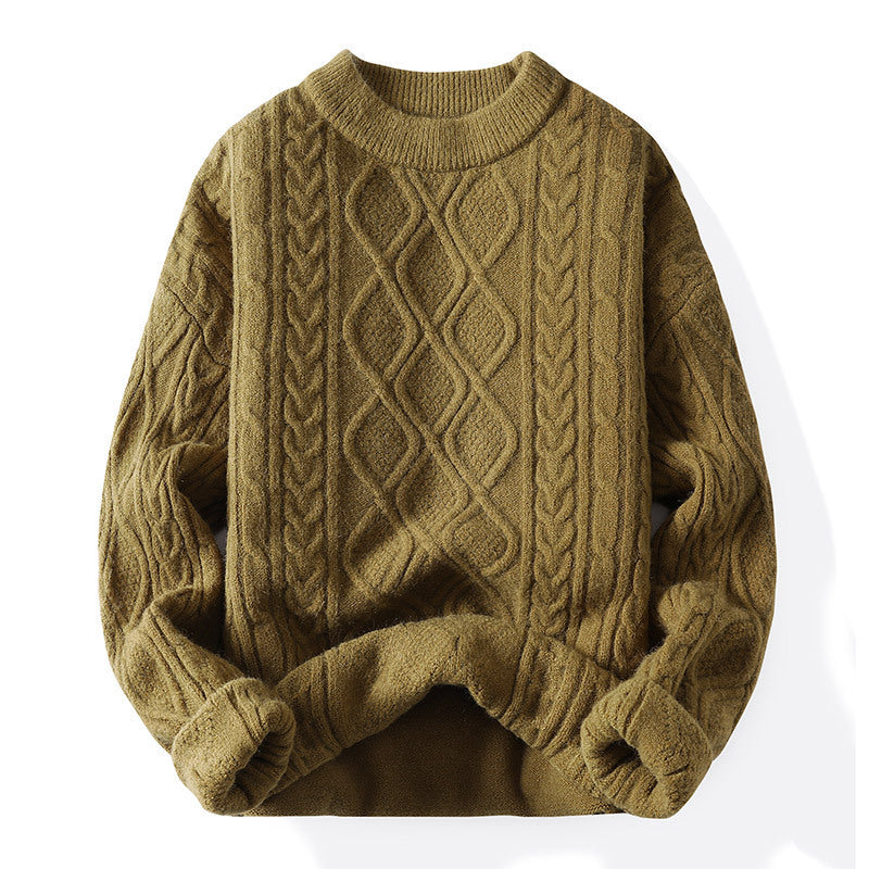 Thick knit pullover for women with a contemporary cable pattern and a classic round neck Lune London