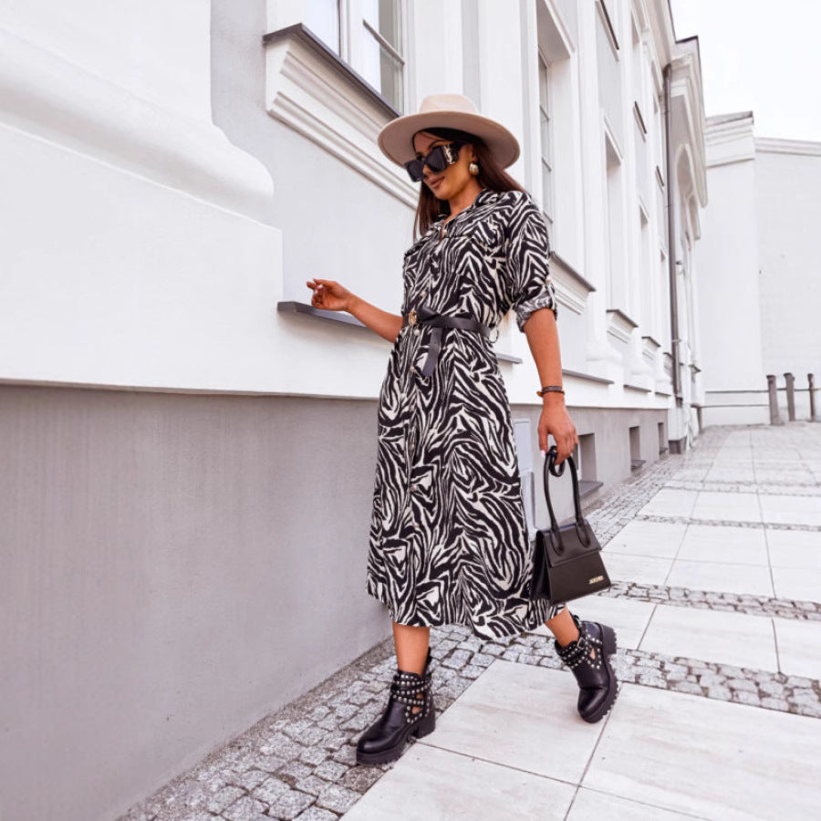 Chic animal print shirt dress for women Lune London