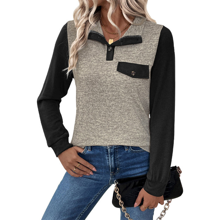 Women's long sleeve casual top with Henley collar and chest pocket Lune London
