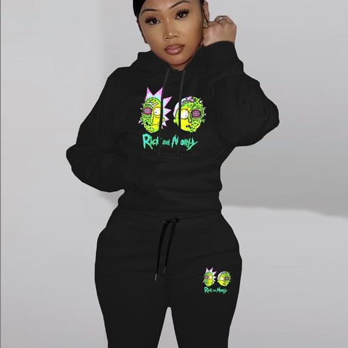 Hoodie and jogging set for women with stylish cartoon print Lune London