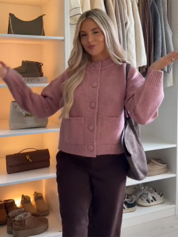 Oversized knit jacket for women with button details Lune London