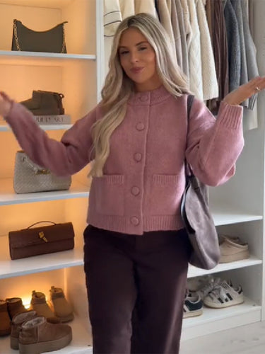 Oversized knit jacket for women with button details Lune London