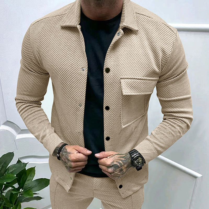 Men's elegant casual top with textured design and practical chest pocket Lune London
