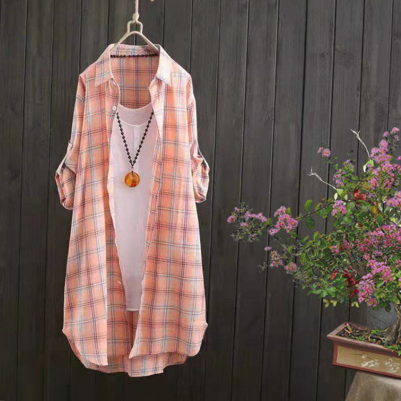 Lightweight checkered button blouse Lune London for women