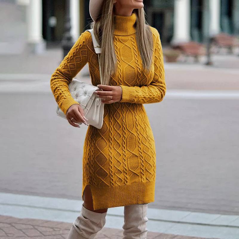 Lune London Women's Knit Dress with Turtleneck