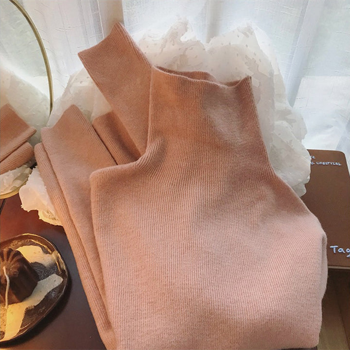Pull à col montant pour femme en maille côtelée fine Chic & Stil