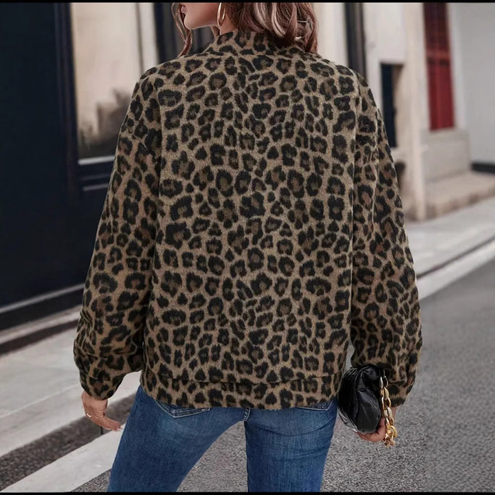 Lune London Leopard Print Casual Faux Fur Jacket for Women
