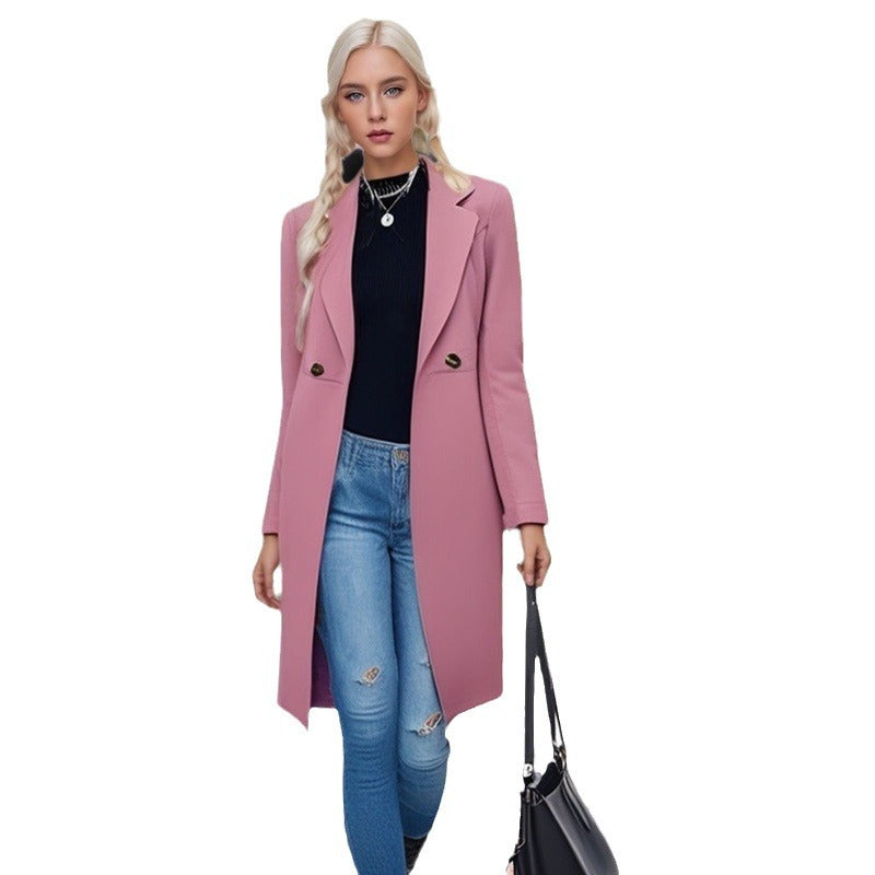 Ladies classic long coat with double buttons Lune London