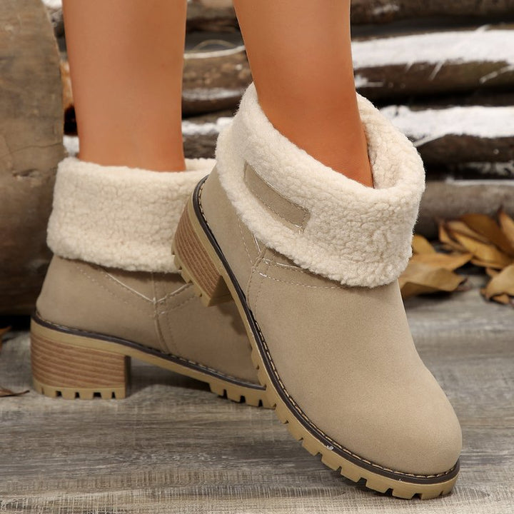 Women's warm booties with lamb fur collar Lune London