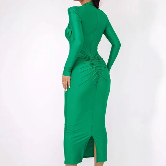 Elegant and fitted maxi dresses for women with a refined draped design Lune London