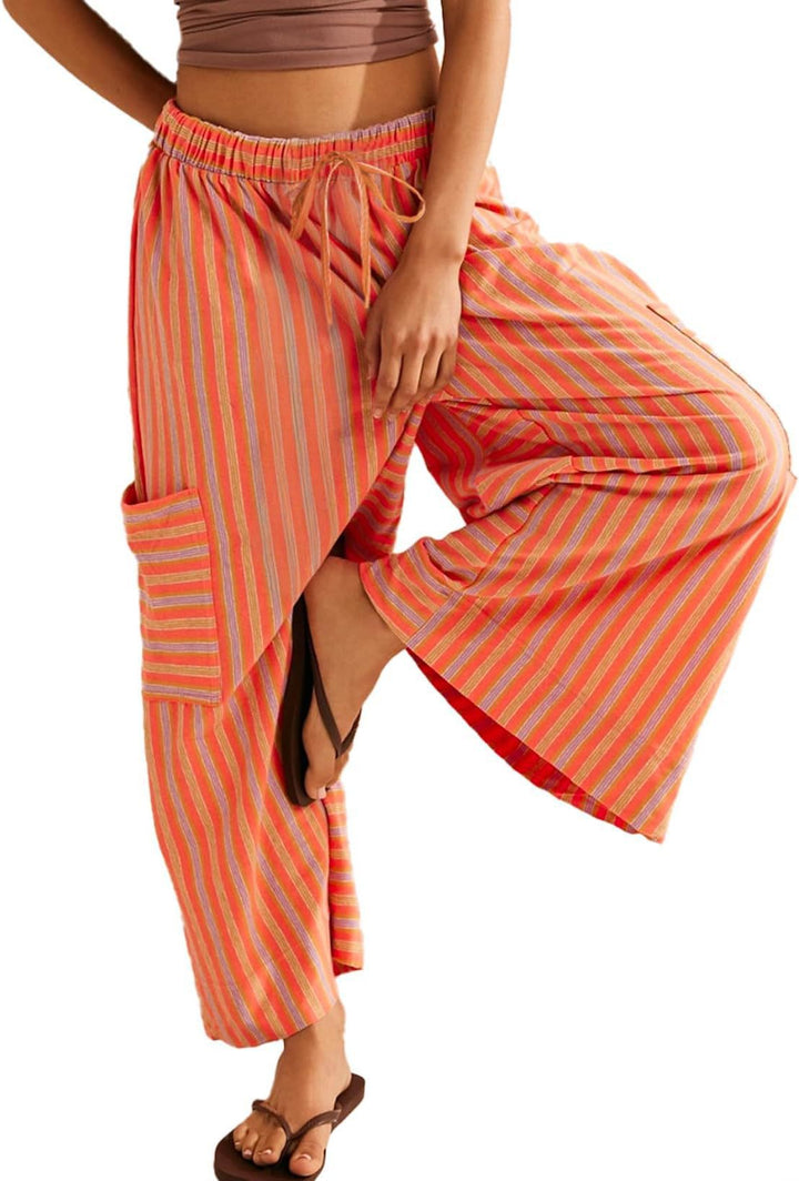 Lune London Women's Striped Wide Pants