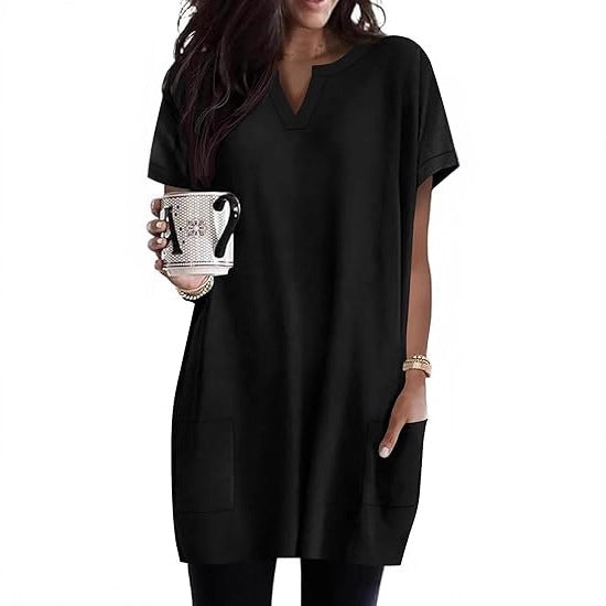 Robe tunique de loisirs pour femmes avec décolleté en V et poches Chic & Stil