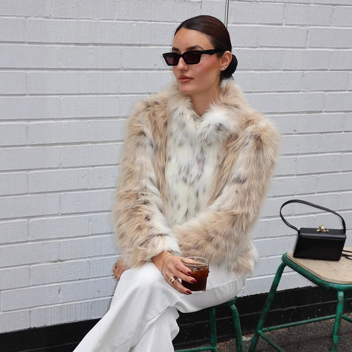 Ladies chic and stylish faux fur jacket