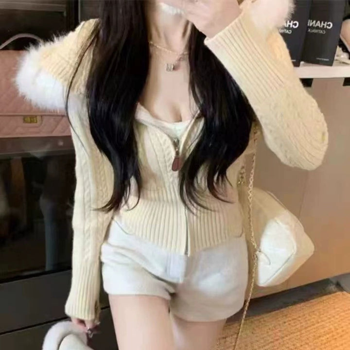 Cardigan élégant pour femmes avec motif de câble texturé et doublure de haute qualité Chic & Stil