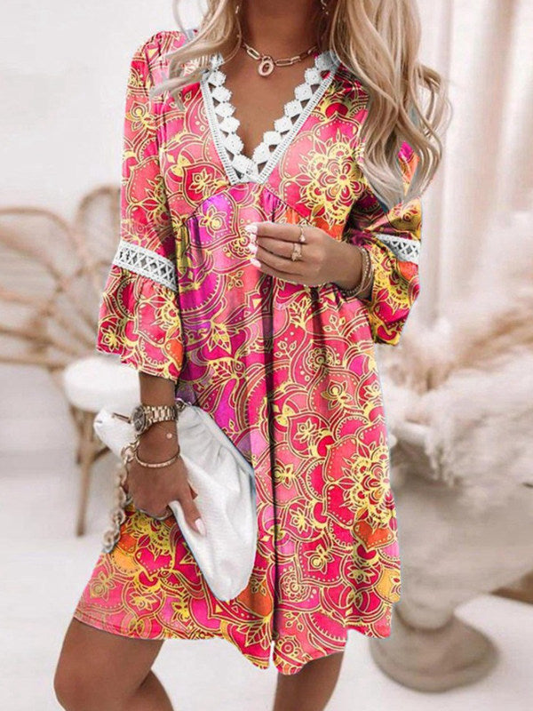 Casual dress for women with V-neck and ruffle details Lune London