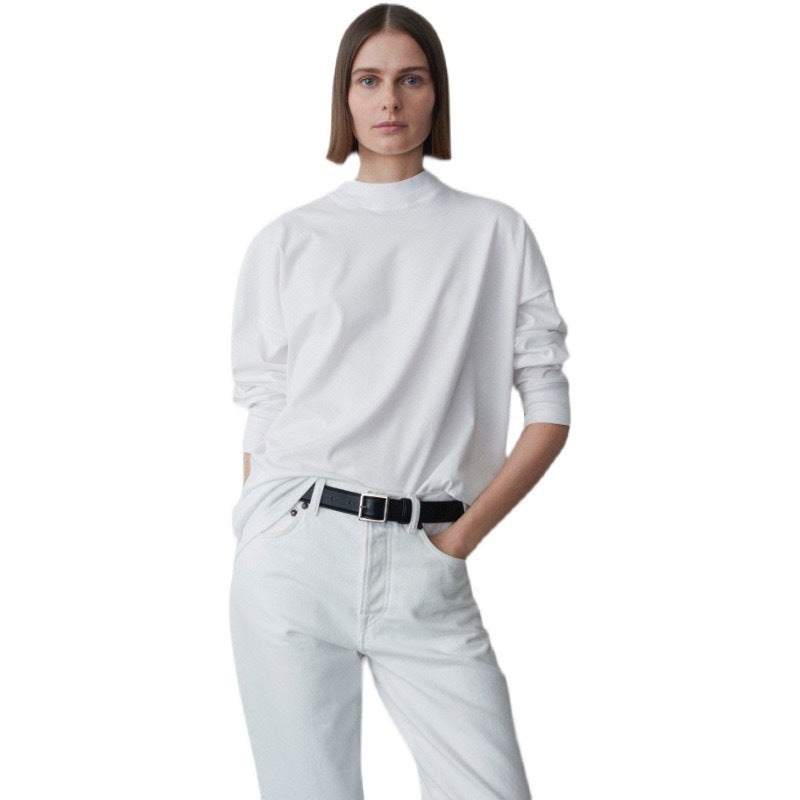 Chemise décontractée à manches longues pour femmes avec col montant Chic & Stil