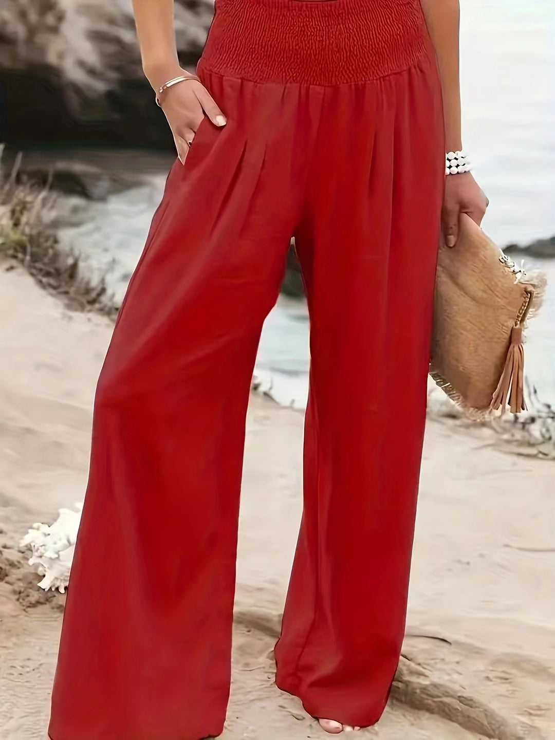 Loose summer pants for women with elastic waist and elegant draping Lune London