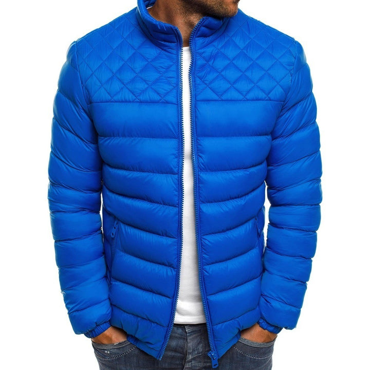 Quilted down jacket for men with a high collar and practical pockets Lune London