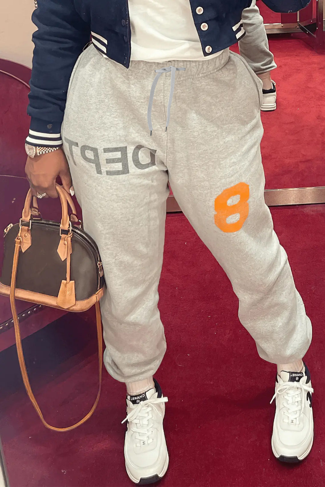 Ladies Comfortable Sports Pants with Modern Graphic and Elastic Waist Lune London