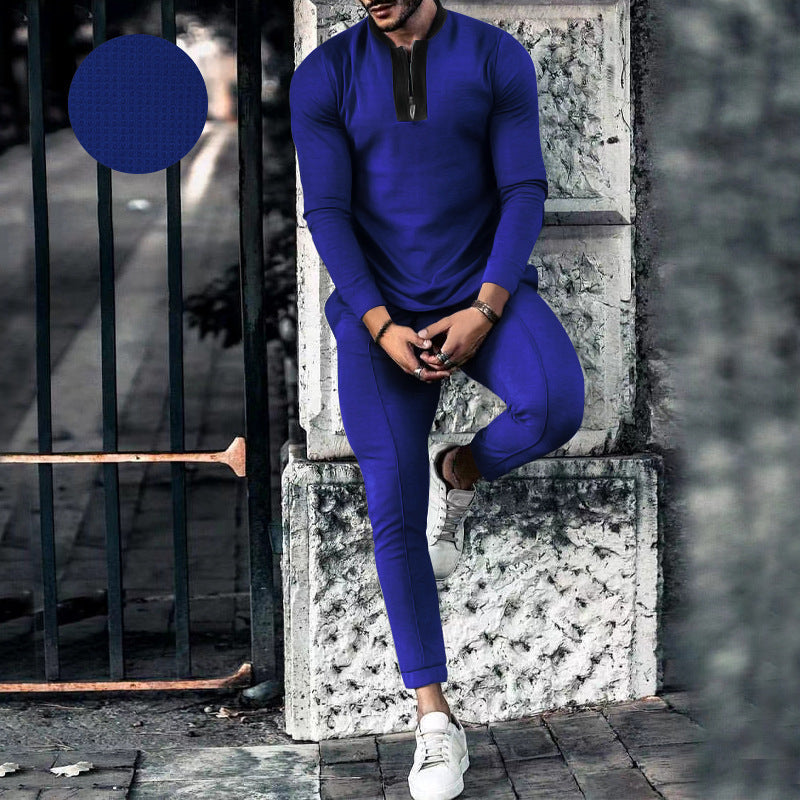 Men's Two-Piece Tracksuit with High Collar and Zipper Lune London