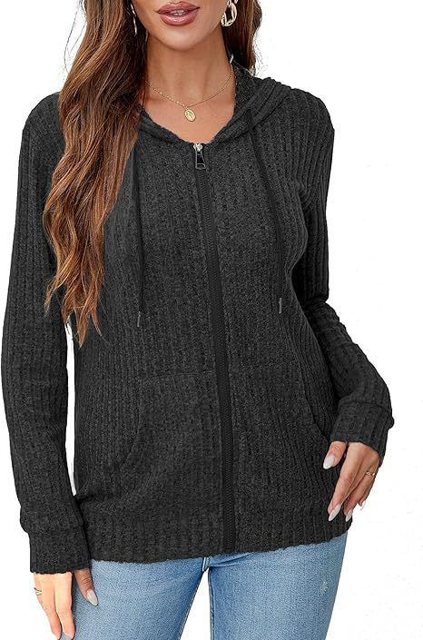 Dames sweat à capuche en tricot confortable avec zip Chic & Stil