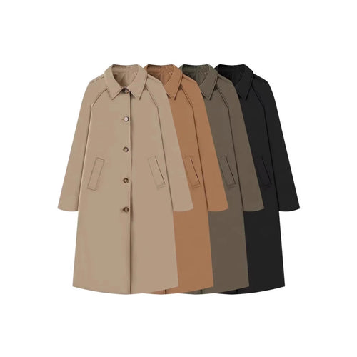 Transitional jacket for women with elegant high collar and practical button details Lune London