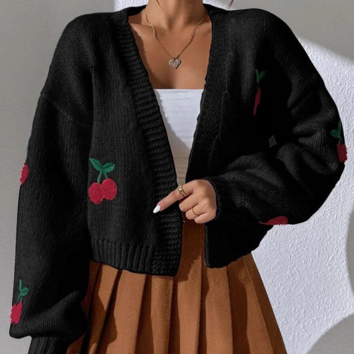 Women's knit jacket with floral design and casual fit Lune London