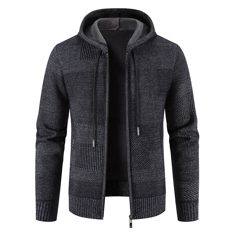Men's knitted hoodie jacket with modern structural elements Lune London