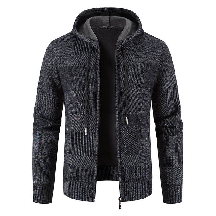 Men's knitted hoodie jacket with modern structural elements Lune London