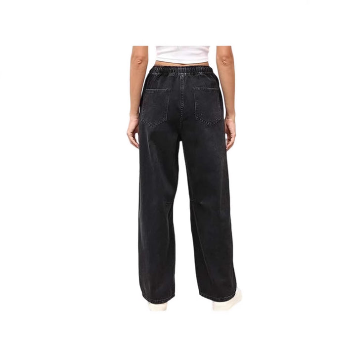 Women’s wide denim trousers with elastic waistband and practical cut Lune London