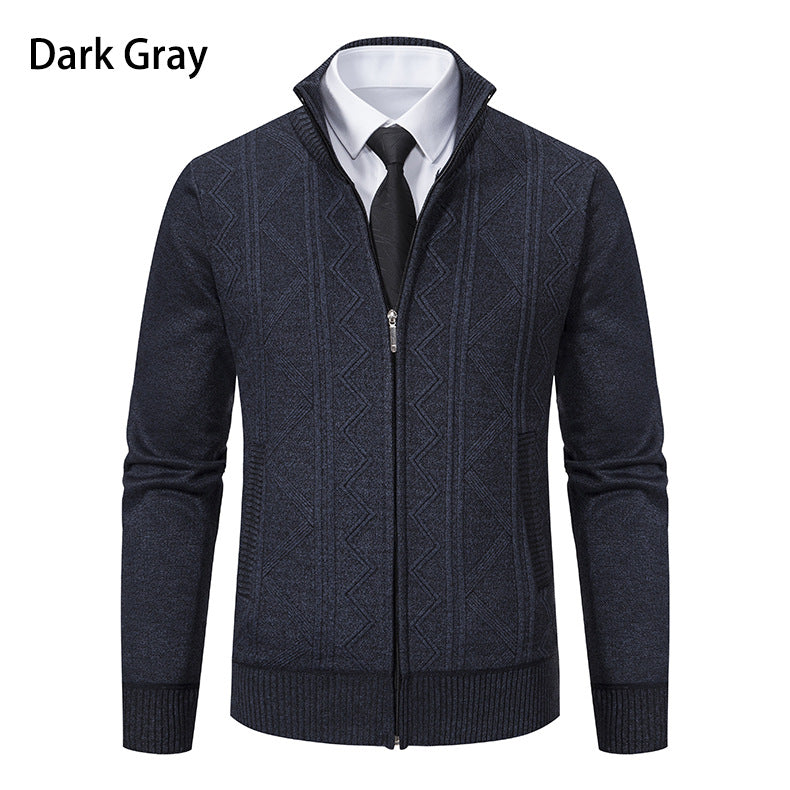 Elegant knitted jacket for men with high collar and zipper Lune London