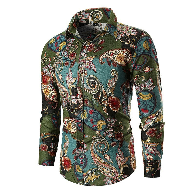 Men's Long Sleeve Shirt with Extravagant Paisley Pattern and Fine Cotton Quality Lune London