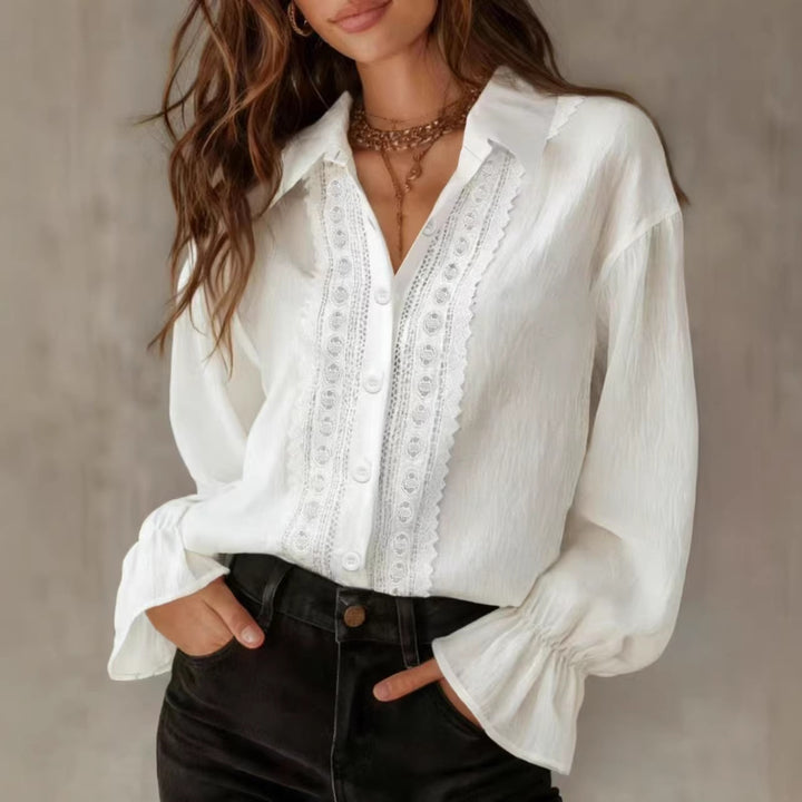 Women's elegant blouse with lace details and balloon sleeves Lune London
