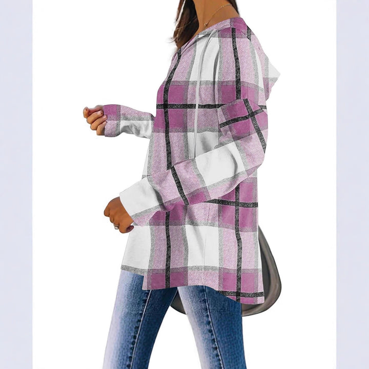 Women’s hoodie with checkered design and V-neck Lune London