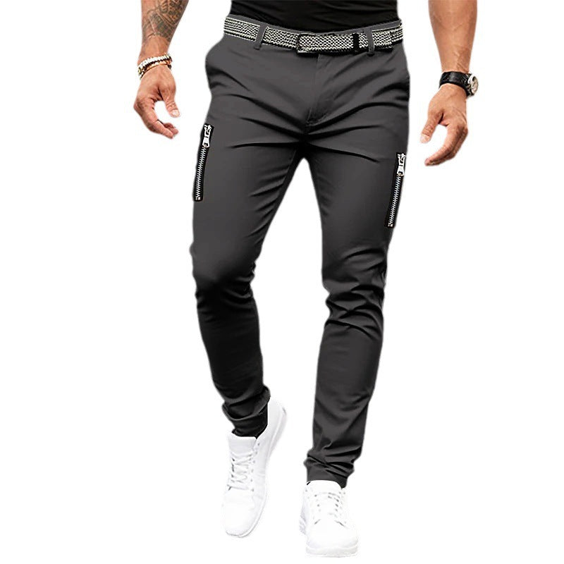 Trendy Slim-Fit Pants for Men with Zippered Pockets Lune London