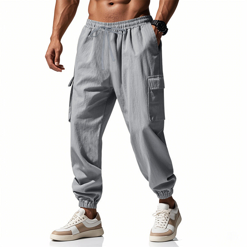Men's Casual Cargo Pants with Elastic Waist and Practical Side Pockets Lune London