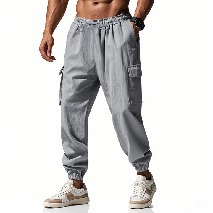 Men's Casual Cargo Pants with Elastic Waist and Practical Side Pockets Lune London
