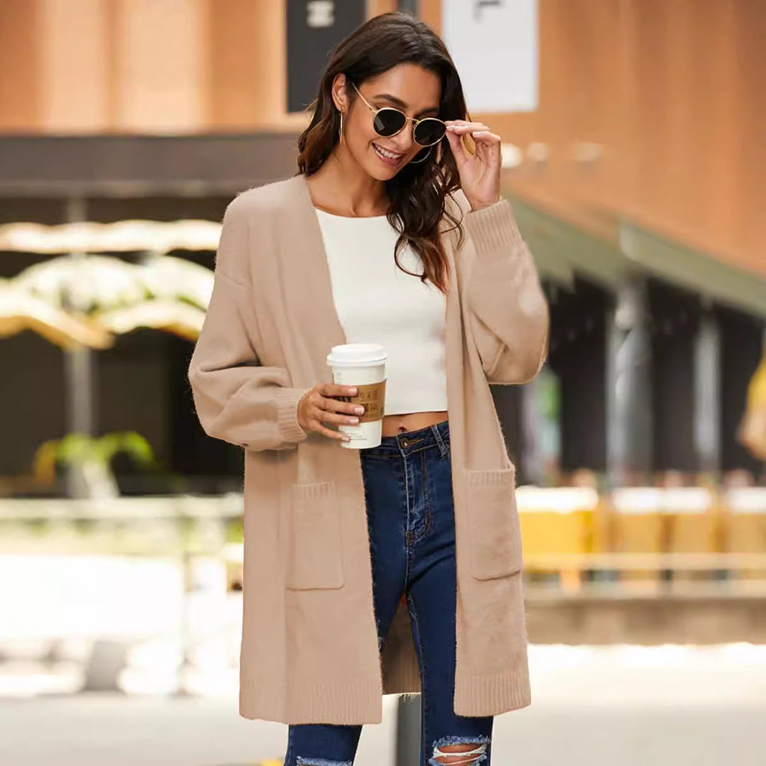 Cardigan en maille épaisse pour femmes avec grandes poches et manches larges Chic & Stil