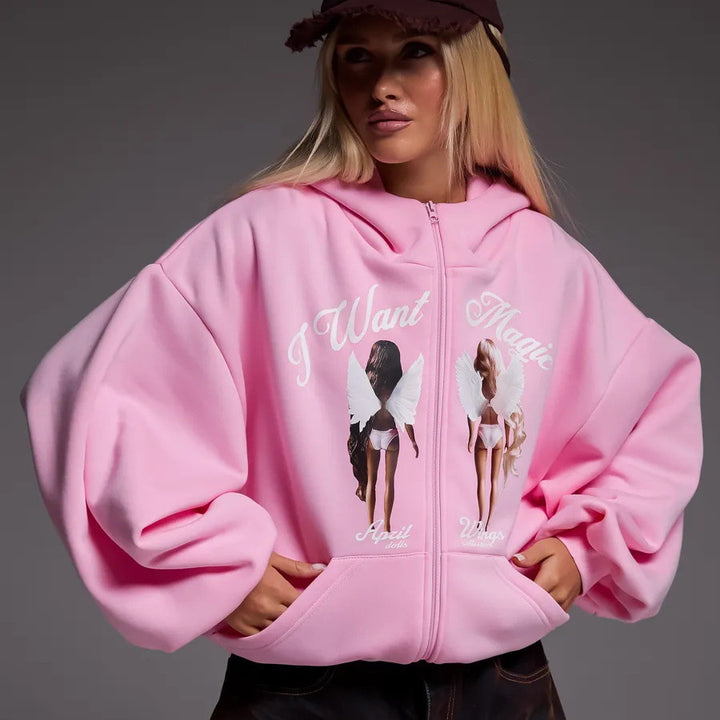 Oversized hoodie for women with creative print and relaxed fit Lune London