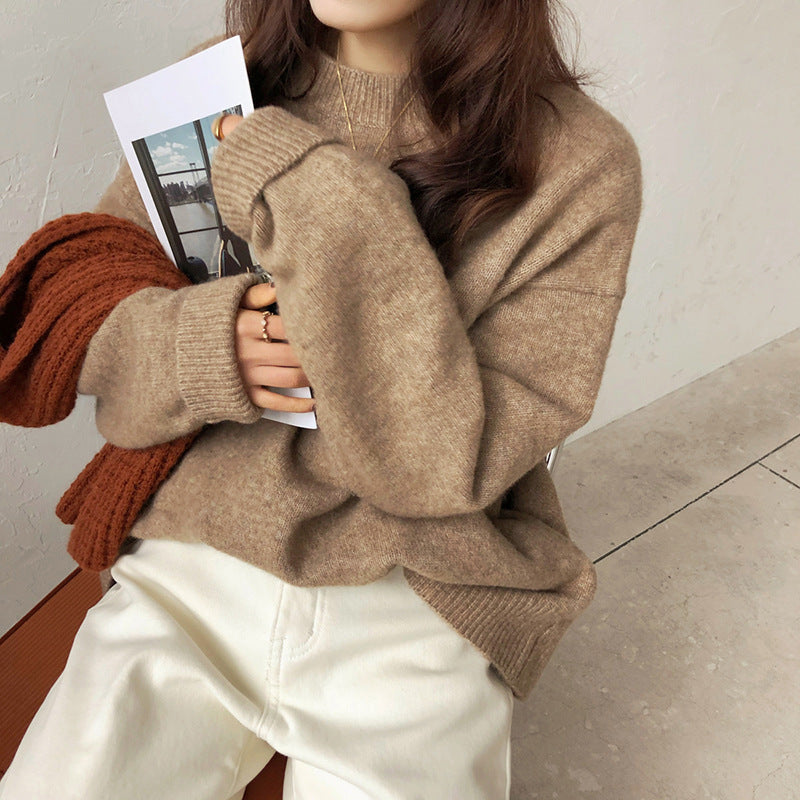 Ladies oversized knit pullover with wide fit and high edges Lune London