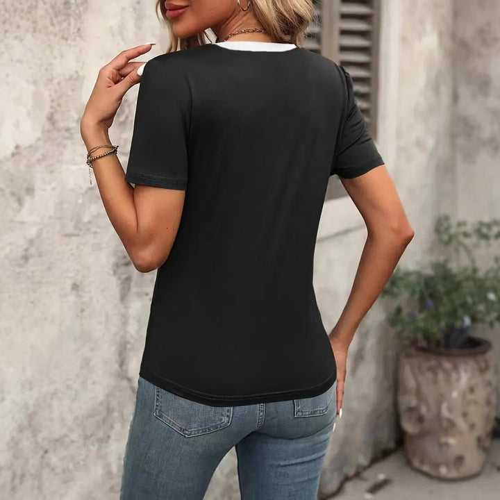 V-neck women's T-shirt with a modern structured design Lune London