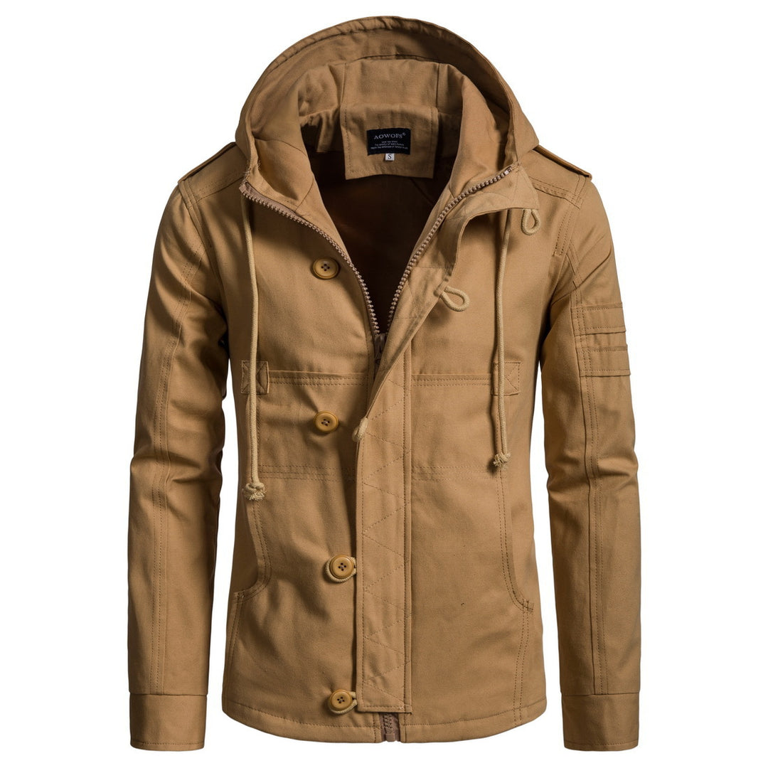 Functional outdoor jacket for men with high collar and practical pockets Lune London