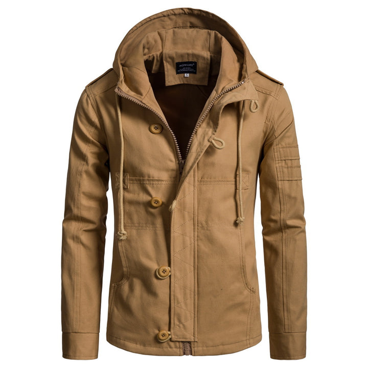 Functional outdoor jacket for men with high collar and practical pockets Lune London