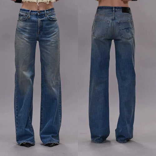 Denim jeans for women, wide fit, vintage style, high waist and stylish wash Lune London
