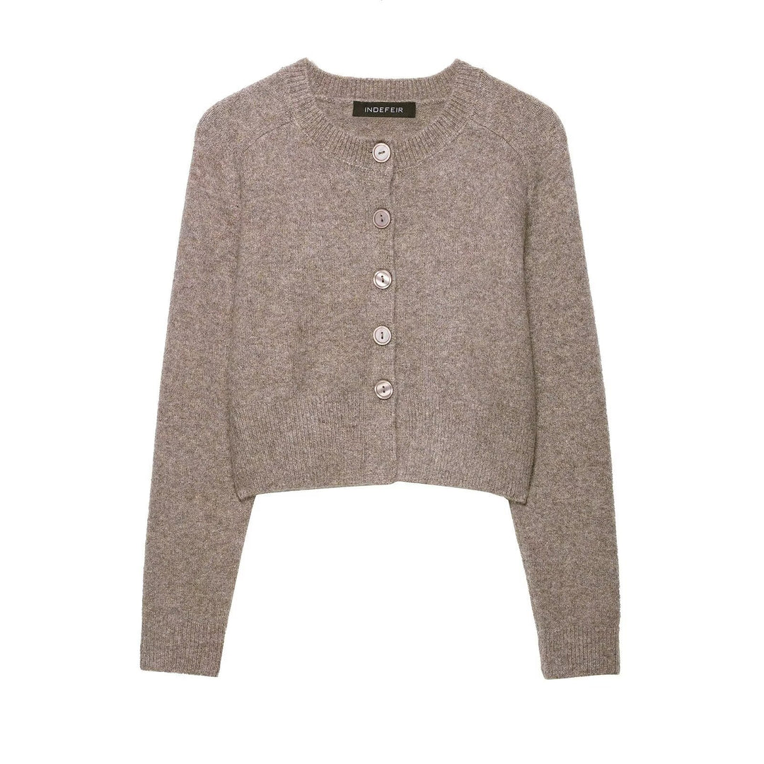 Ladies short knit jacket with button details Lune London