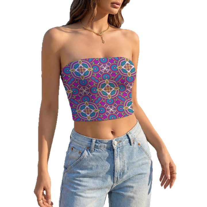 Women’s bandeau top with floral design and elastic fabric Lune London