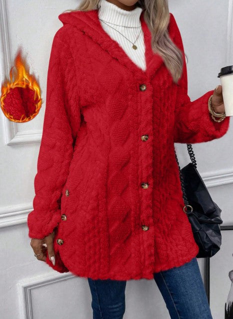 Ladies Cozy Fleece Jacket with Hood Lune London